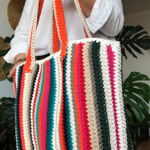 Pojemna kolorowa torba na ramię, torebka do ręki .