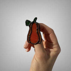 Pomarańczowa broszka witrażowa warzywo "Dynia"