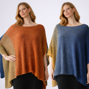 Poncho z bawełny z efektem ombre- gotowe do wysyłki