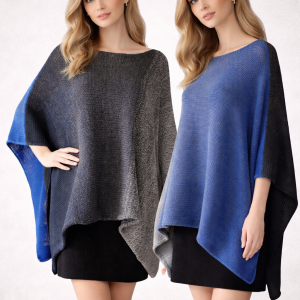 Poncho z efektem ombre wykonane z bawełny