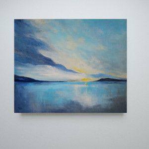Poranek nad morzem-obraz akrylowy formatu 50x60 cm .