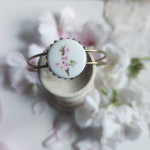 Porcelanowa bransoletka kwiaty wiśni, sakura
