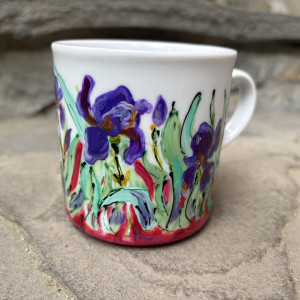 Porcelanowy kubek ręcznie malowany Irysy