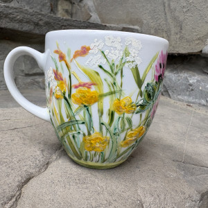 Porcelanowy kubek ręcznie malowany Łąka