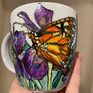 Porcelanowy kubek ręcznie malowany Motyle