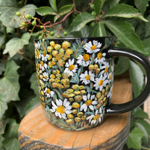 Porcelanowy kubek ręcznie malowany Polne kwiaty