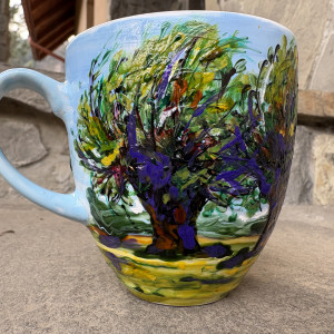 Porcelanowy kubek ręcznie malowany- Wierzby