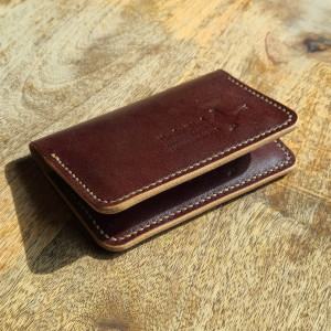 Portfel skórzany na karty płatnicze – ręcznie szyty! Czekoladowy brąz