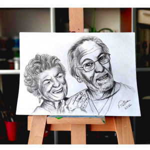 Portret babci i dziadka, ołówek a4