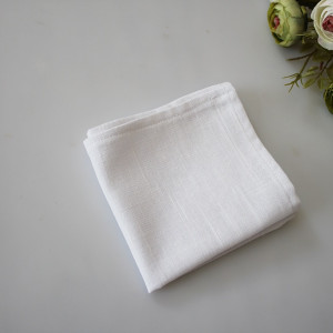 poszetka wypustka butonierka biała len z bawełną