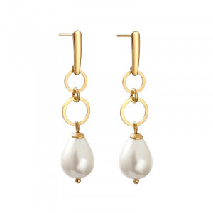 Pozłacane kolczyki z perłowymi kroplami c1086