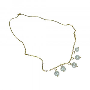 Pozłacany łańcuszek z perłowymi wisiorkami c1319