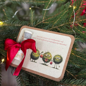 Prezent świąteczny z miejscem na  gotówkę