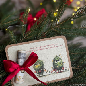 Prezent świąteczny z miejscem na pieniądze