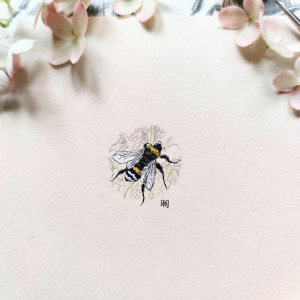 Pszczoła, Botanical illustration, miniatura