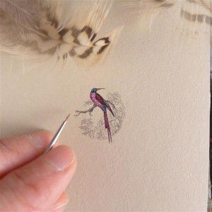 Ptak Żołna, miniatura ręcznie malowana , mały prezent