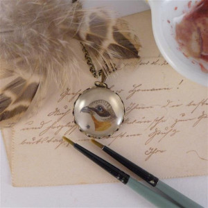 Ptak.,Ręcznie malowany naszyjnik, miniatura