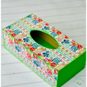 Pudełko na chusteczki, chustecznik, dekoracja na stół, kwiaty