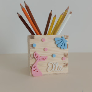 Pudełko na kredki, przybory szkolne, morski