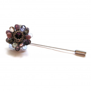 Purple Flower, szpila, broszka, beading