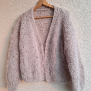 Puszysty kardigan z Alpaki i Merynosów. Handmade.