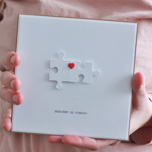 Puzzle. Kartka walentynkowa z puzzlami