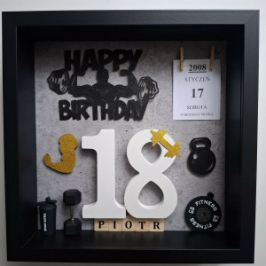 RAMKA NA 18 URODZINY PERSONALIZOWANA PREZENT DLA CHŁOPAKA SIŁOWNIA