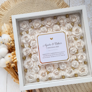 Ramka ślubna kwiatowa 3D + personalizacja