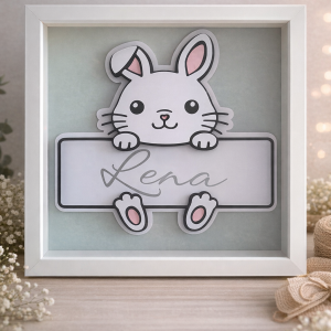 Ramka z imieniem dziecka – personalizowany prezent dla dziecka królik
