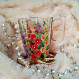 Ręcznie malowane szklanki malwy 250 ml.
