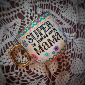 Ręcznie malowany kubek dla mamy SUPER MAMA