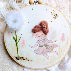 Ręcznie malowany obrazek z aniołkiem, pamiątka dla dziewczynki