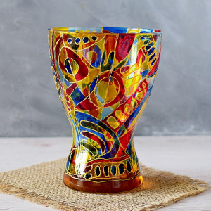 Ręcznie malowany wazon szklany Abstrakcja Koła