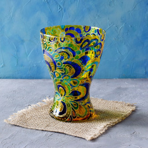 Ręcznie malowany wazon szklany Pawie Oko