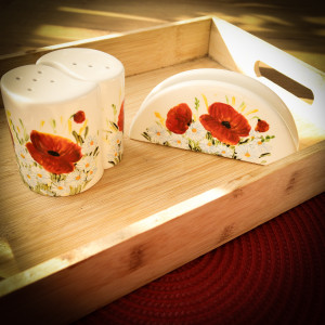 Ręcznie malowany zestaw maki i stokrotki