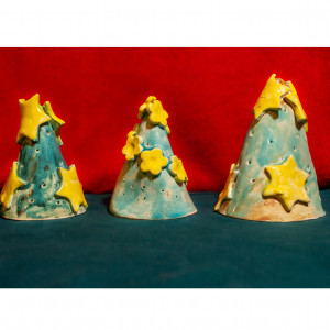 Ręcznie robione ceramiczne choinki - dekoracja