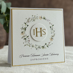 Ręcznie robione zaproszenia komunijne wzór 18