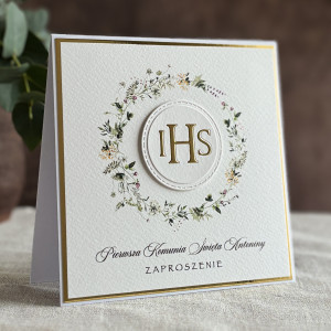 Ręcznie robione zaproszenia komunijne wzór 18C