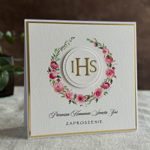 Ręcznie robione zaproszenia komunijne wzór 28