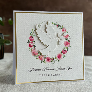 Ręcznie robione zaproszenia komunijne wzór 28A