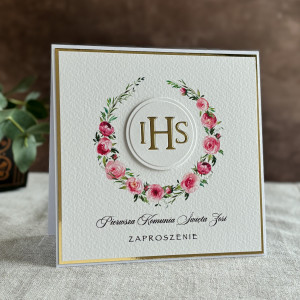 Ręcznie robione zaproszenia komunijne wzór 28B