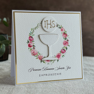 Ręcznie robione zaproszenia komunijne wzór 28C