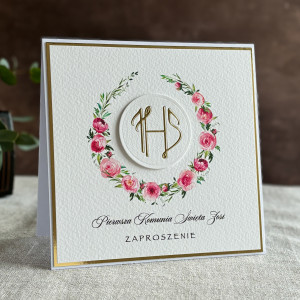 Ręcznie robione zaproszenia komunijne, wzór 28D