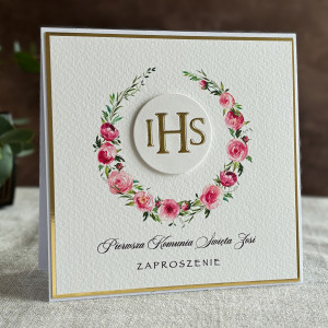 Ręcznie robione zaproszenia komunijne, wzór 28E