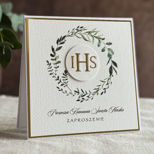 Ręcznie robione zaproszenia komunijne wzór 3