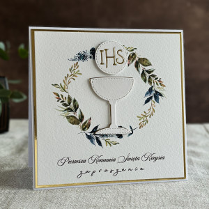 Ręcznie robione zaproszenia komunijne wzór 33A