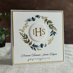 Ręcznie robione zaproszenia komunijne wzór 33B