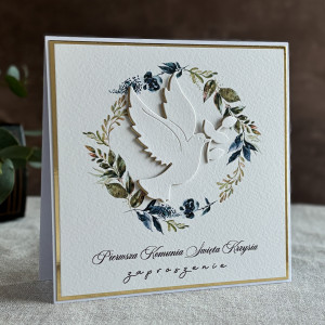 Ręcznie robione zaproszenia komunijne wzór 33C