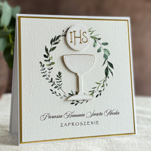 Ręcznie robione zaproszenia komunijne wzór 3A