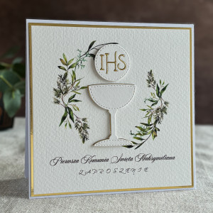 Ręcznie robione zaproszenia komunijne wzór 4